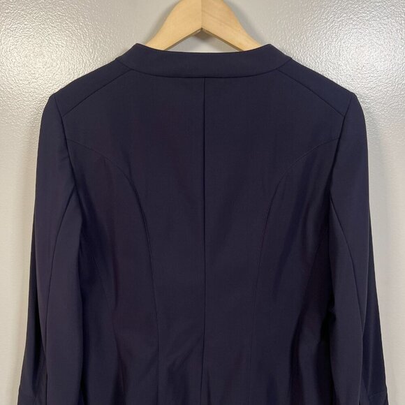 Rena Lange Blazer Jacket Size 10 Navy Blue Work Career Travel Business Office - Picture 7 of 10